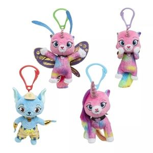 4 Piece Rainbow Butterfly Unicorn Kitty Plush Key Chain Bundle Felicity Miguel